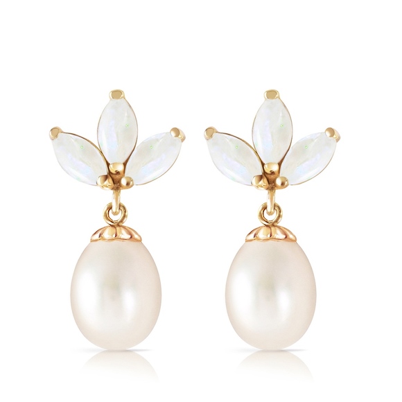 Galaxy Gold Products Jewelry - 14K. SOLID GOLD DANGLING EARRING  PEARLS & OPALS